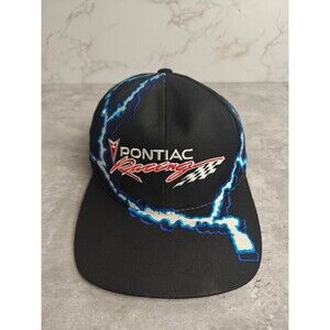 Vintage Pontiac Racing Hat Cap Snapback Rare Embroidered Lightning Strike Design